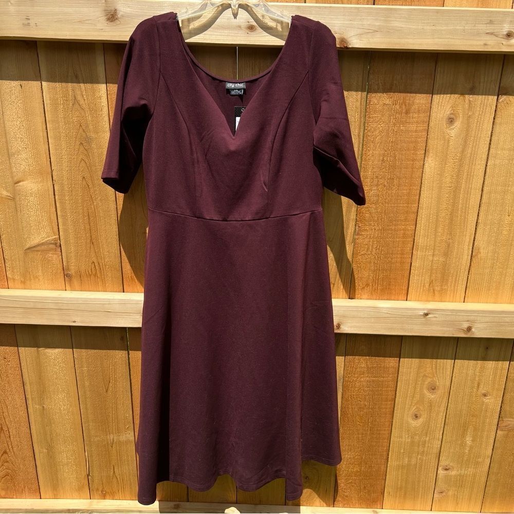 City Chic Short Sleeve Ox Blood Dress Size S/16 NWT